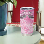 Australia Breast Cancer Awareness Personalised Tumbler Cup Butterfly Pink Ribbon Aboriginal Art