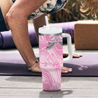 Australia Breast Cancer Awareness Personalised Tumbler With Handle Butterfly Pink Ribbon Aboriginal Art