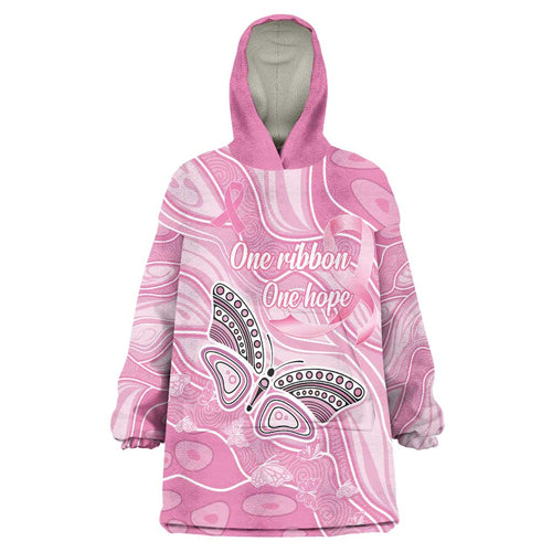 Australia Breast Cancer Awareness Personalised Wearable Blanket Hoodie Butterfly Pink Ribbon Aboriginal Art