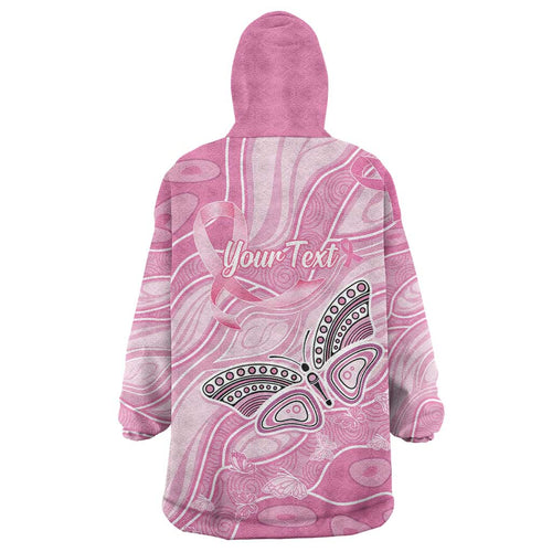 Australia Breast Cancer Awareness Personalised Wearable Blanket Hoodie Butterfly Pink Ribbon Aboriginal Art