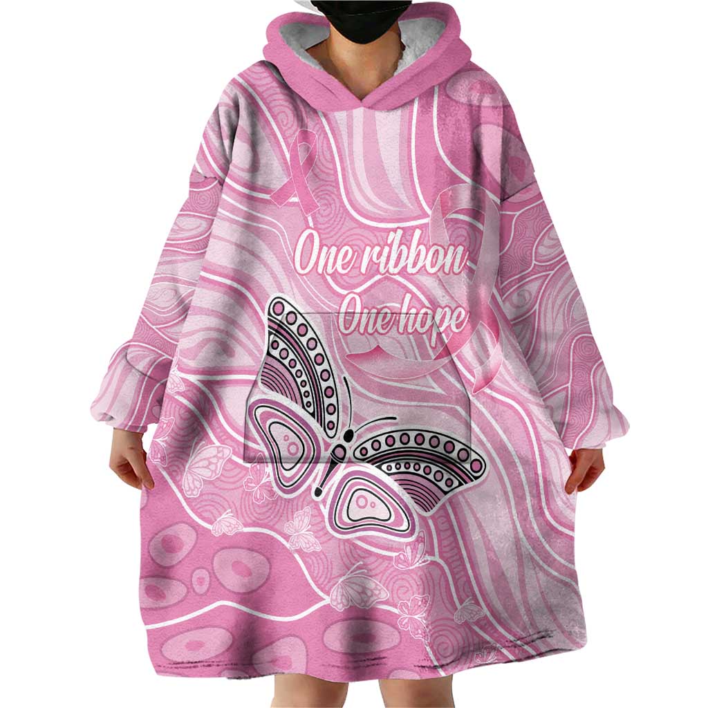 Australia Breast Cancer Awareness Personalised Wearable Blanket Hoodie Butterfly Pink Ribbon Aboriginal Art