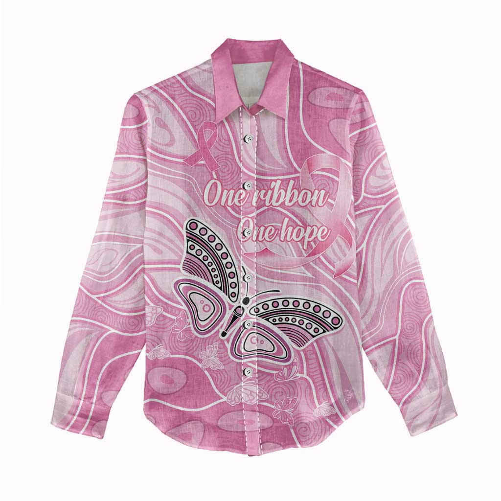 Australia Breast Cancer Awareness Personalised Women Casual Shirt Butterfly Pink Ribbon Aboriginal Art