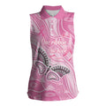 Australia Breast Cancer Awareness Personalised Women Sleeveless Polo Shirt Butterfly Pink Ribbon Aboriginal Art
