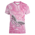 Australia Breast Cancer Awareness Personalised Women V-Neck T-Shirt Butterfly Pink Ribbon Aboriginal Art