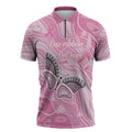 Australia Breast Cancer Awareness Personalised Zipper Polo Shirt Butterfly Pink Ribbon Aboriginal Art