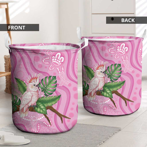Australia Breast Cancer Awareness Laundry Basket Pink Cockatoo Ribbon Aboriginal Dot Art