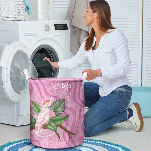 Australia Breast Cancer Awareness Laundry Basket Pink Cockatoo Ribbon Aboriginal Dot Art