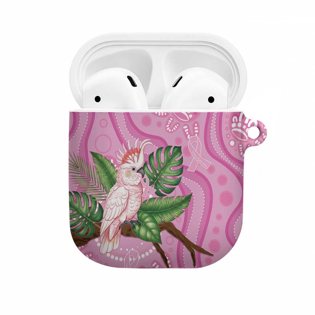 Australia Breast Cancer Awareness AirPods Case Pink Cockatoo Ribbon Aboriginal Dot Art