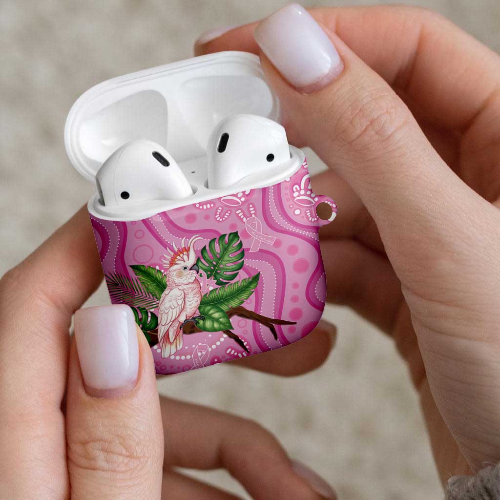 Australia Breast Cancer Awareness AirPods Case Pink Cockatoo Ribbon Aboriginal Dot Art