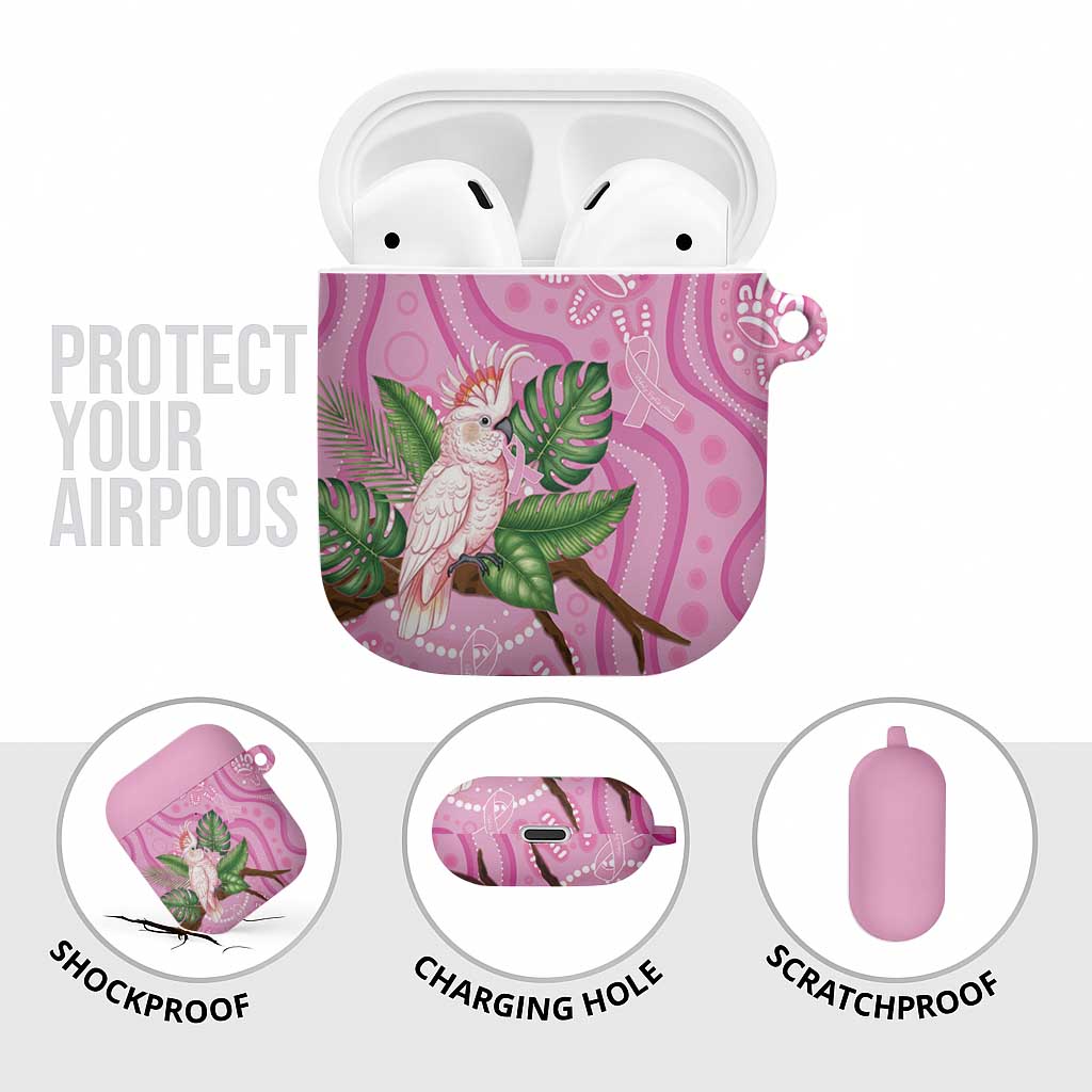 Australia Breast Cancer Awareness AirPods Case Pink Cockatoo Ribbon Aboriginal Dot Art