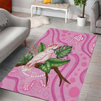 Australia Breast Cancer Awareness Area Rug Pink Cockatoo Ribbon Aboriginal Dot Art