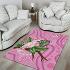 Australia Breast Cancer Awareness Area Rug Pink Cockatoo Ribbon Aboriginal Dot Art
