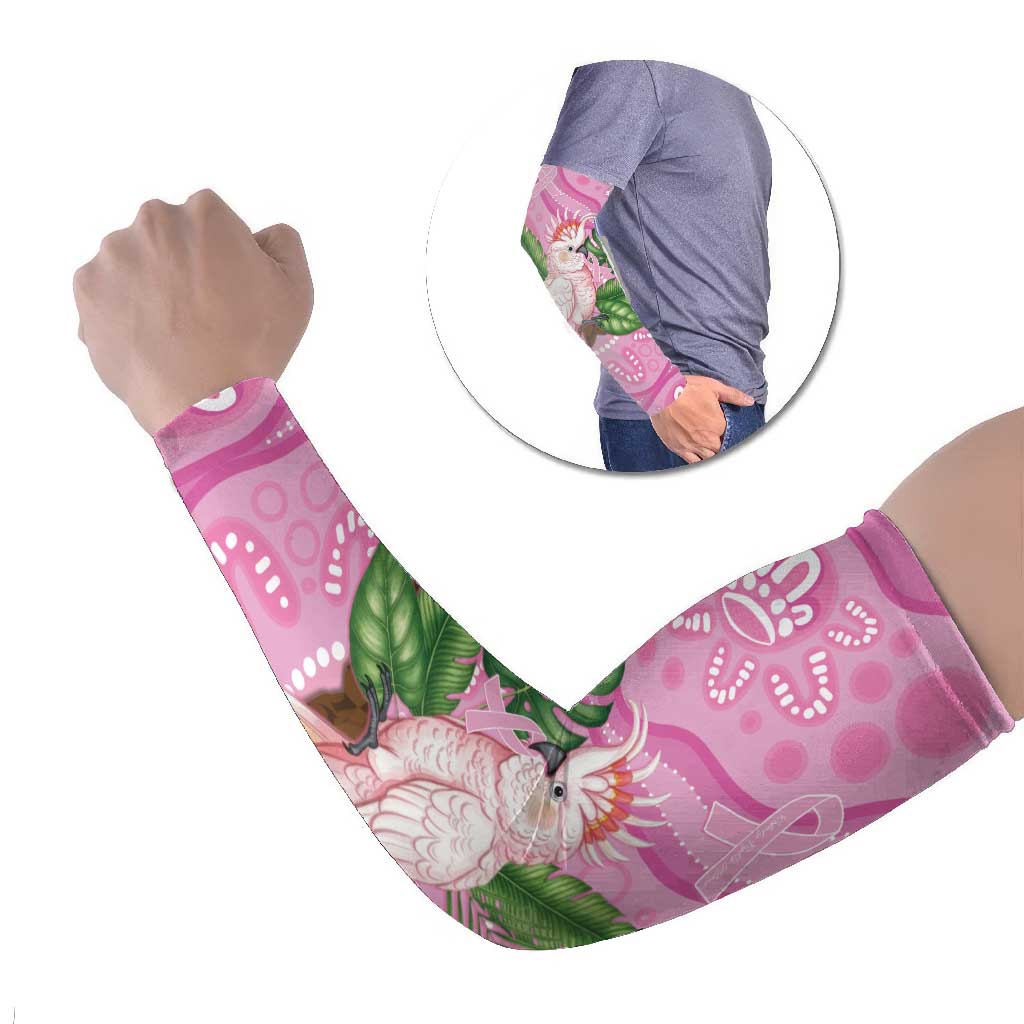 Australia Breast Cancer Awareness Arm Sleeves Pink Cockatoo Ribbon Aboriginal Dot Art