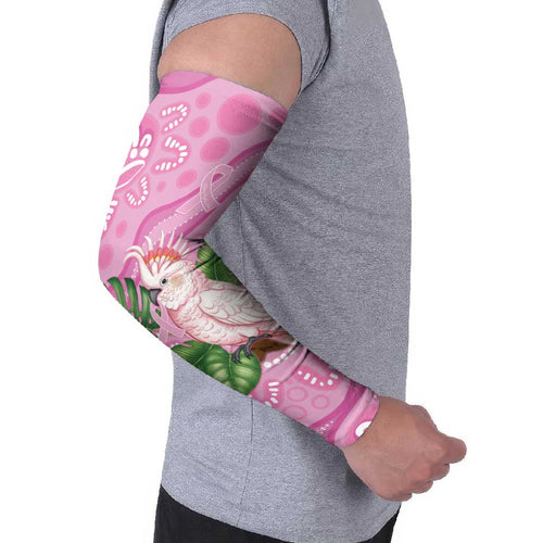 Australia Breast Cancer Awareness Arm Sleeves Pink Cockatoo Ribbon Aboriginal Dot Art