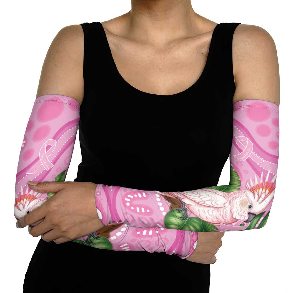 Australia Breast Cancer Awareness Arm Sleeves Pink Cockatoo Ribbon Aboriginal Dot Art
