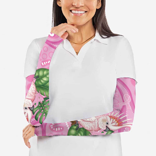 Australia Breast Cancer Awareness Arm Sleeves Pink Cockatoo Ribbon Aboriginal Dot Art