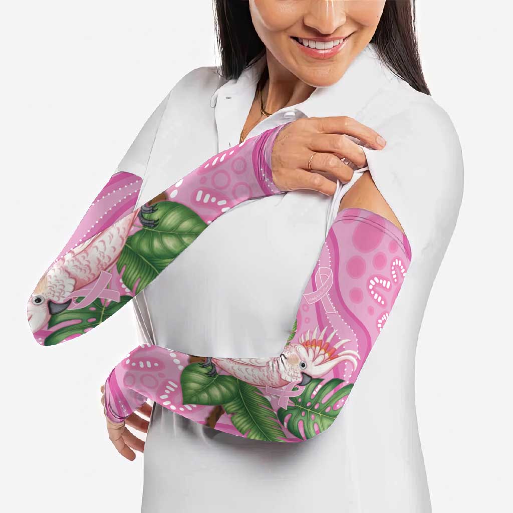 Australia Breast Cancer Awareness Arm Sleeves Pink Cockatoo Ribbon Aboriginal Dot Art