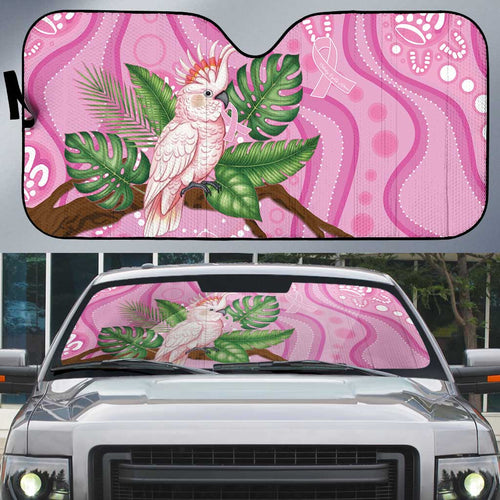 Australia Breast Cancer Awareness Auto Sun Shade Pink Cockatoo Ribbon Aboriginal Dot Art