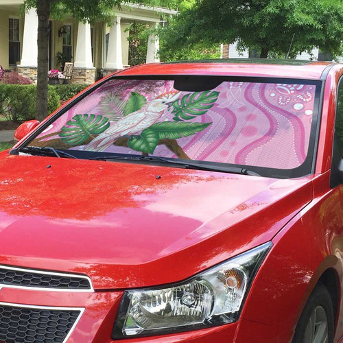 Australia Breast Cancer Awareness Auto Sun Shade Pink Cockatoo Ribbon Aboriginal Dot Art