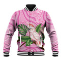 Australia Breast Cancer Awareness Baseball Jacket Pink Cockatoo Ribbon Aboriginal Dot Art