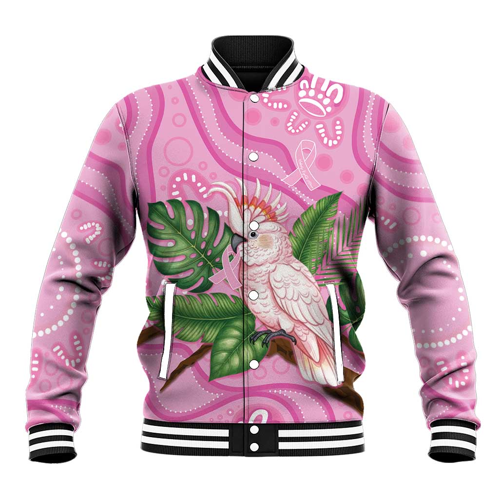 Australia Breast Cancer Awareness Baseball Jacket Pink Cockatoo Ribbon Aboriginal Dot Art