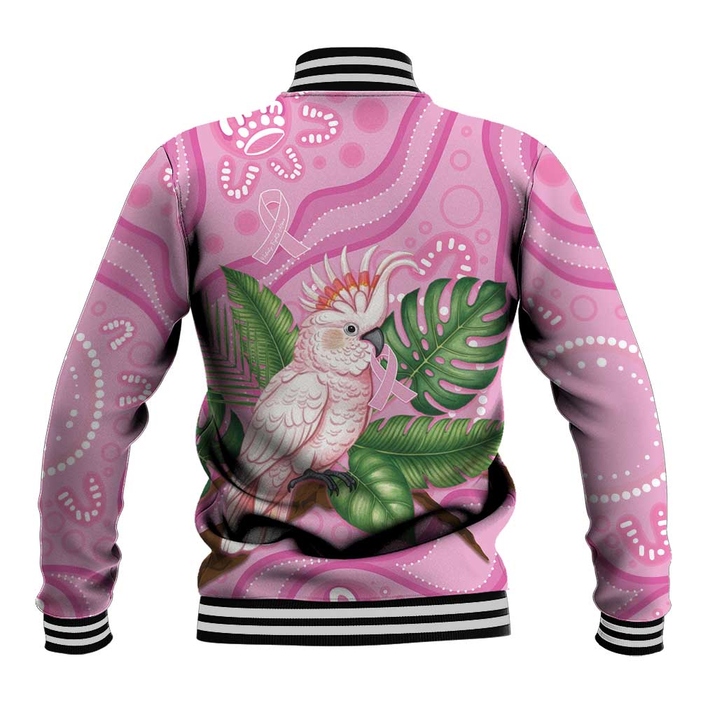 Australia Breast Cancer Awareness Baseball Jacket Pink Cockatoo Ribbon Aboriginal Dot Art