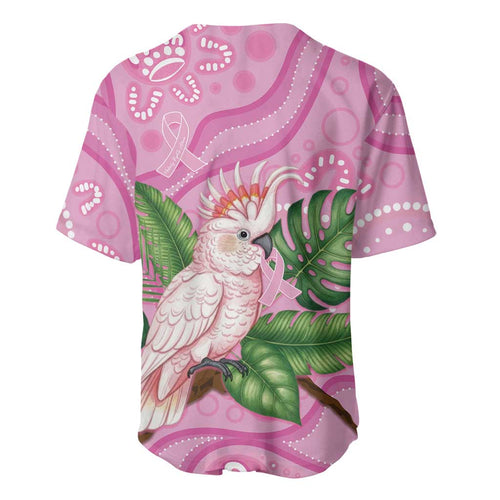 Australia Breast Cancer Awareness Baseball Jersey Pink Cockatoo Ribbon Aboriginal Dot Art