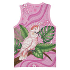 Australia Breast Cancer Awareness Basketball Jersey Pink Cockatoo Ribbon Aboriginal Dot Art