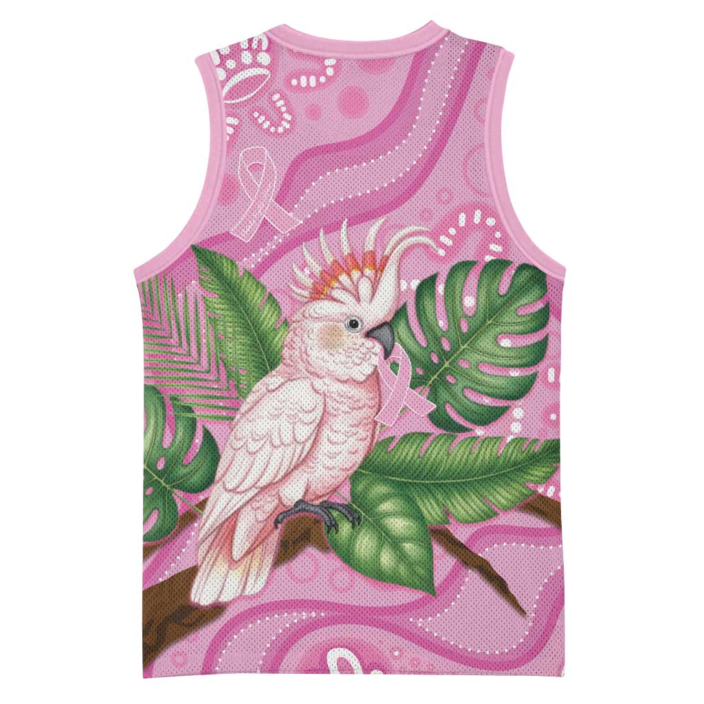 Australia Breast Cancer Awareness Basketball Jersey Pink Cockatoo Ribbon Aboriginal Dot Art