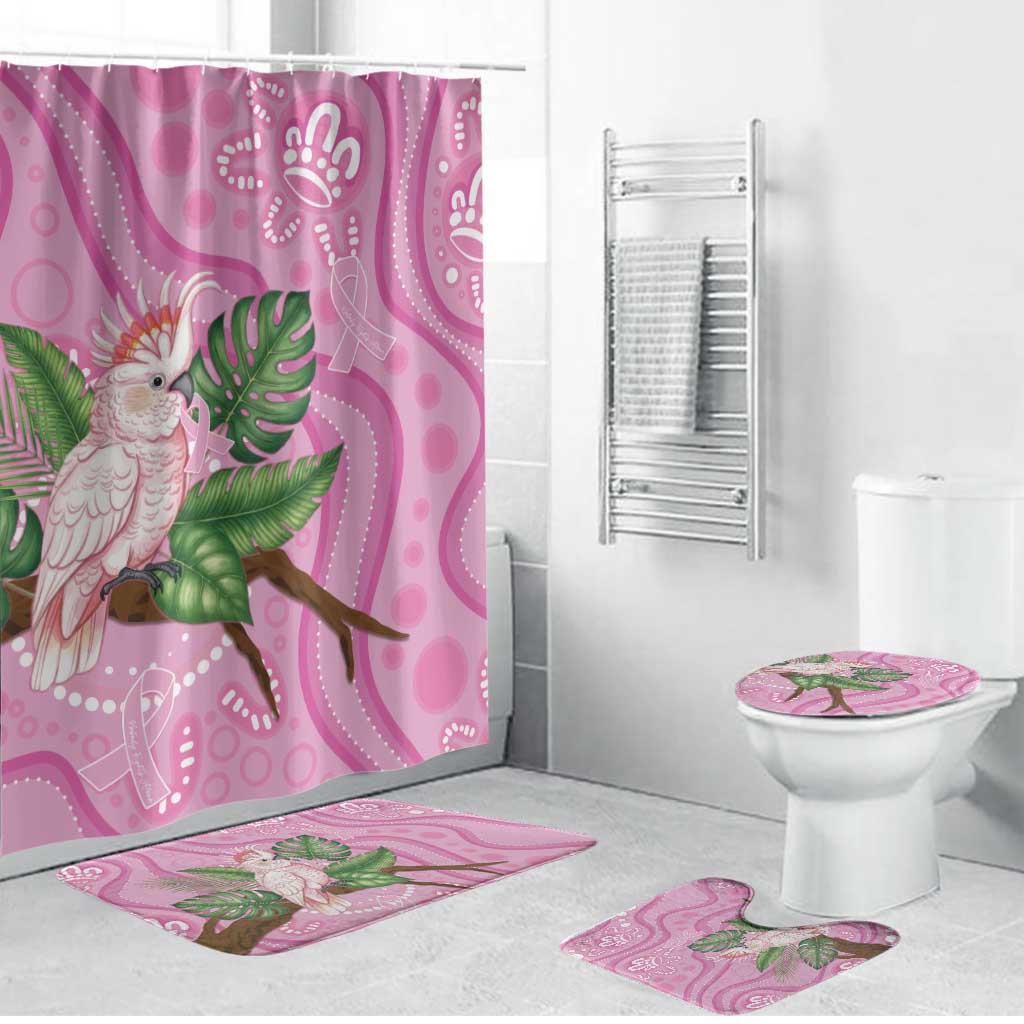 Australia Breast Cancer Awareness Bathroom Set Pink Cockatoo Ribbon Aboriginal Dot Art