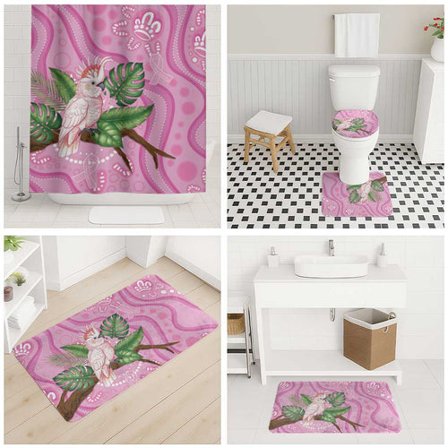 Australia Breast Cancer Awareness Bathroom Set Pink Cockatoo Ribbon Aboriginal Dot Art