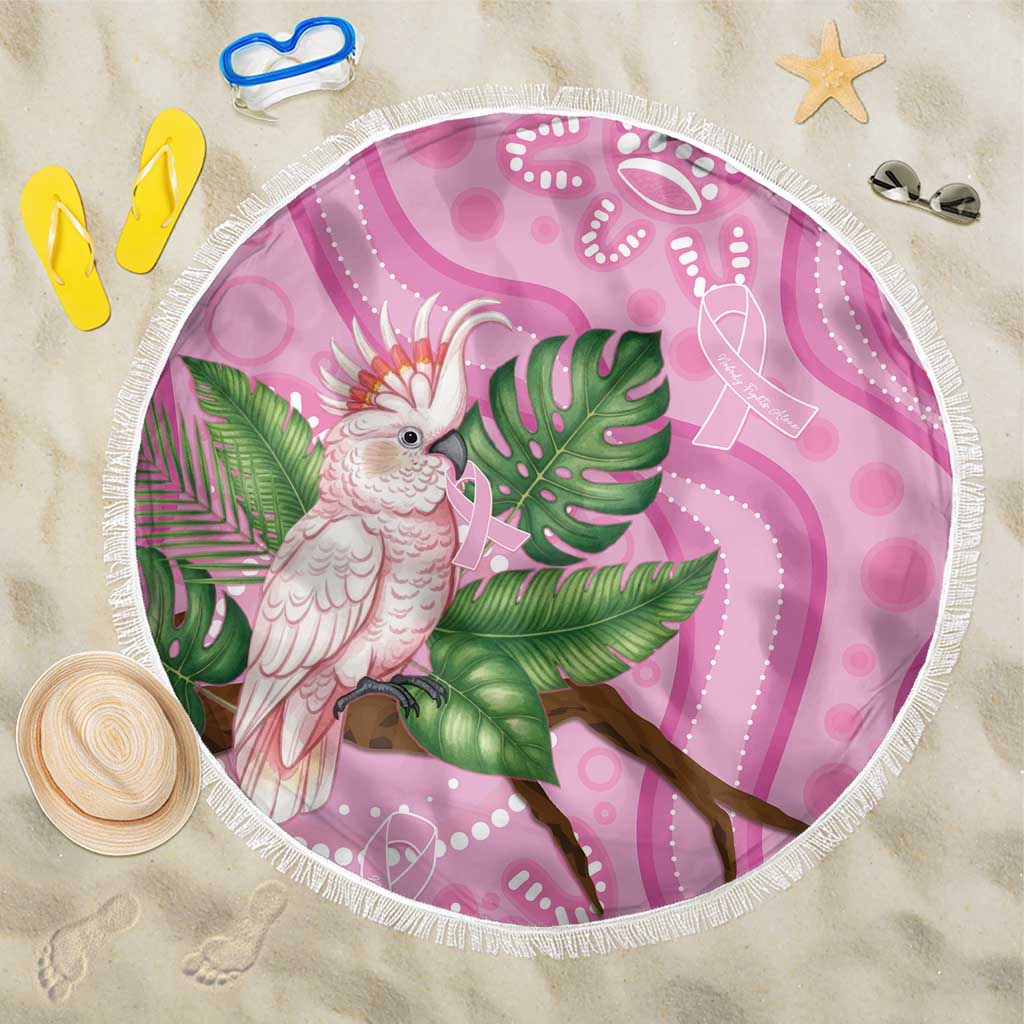Australia Breast Cancer Awareness Beach Blanket Pink Cockatoo Ribbon Aboriginal Dot Art