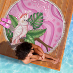 Australia Breast Cancer Awareness Beach Blanket Pink Cockatoo Ribbon Aboriginal Dot Art