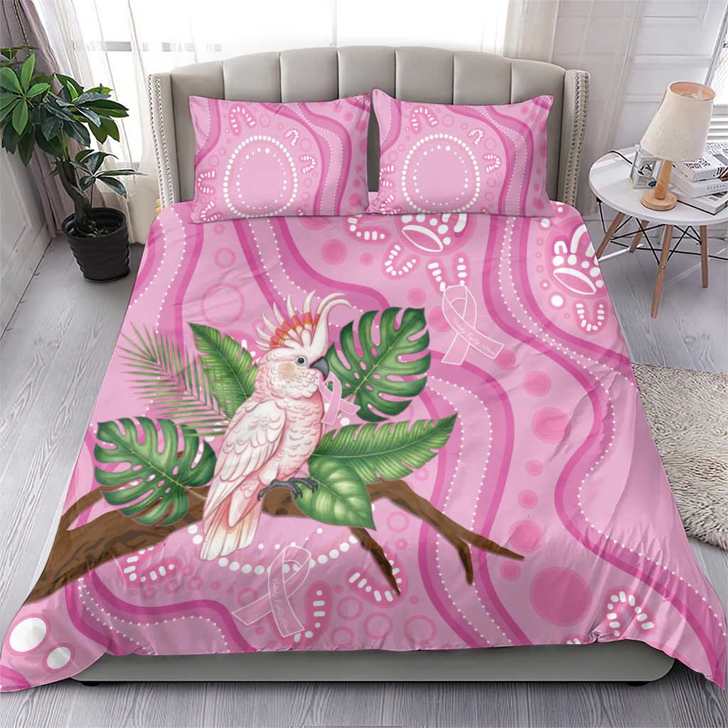 Australia Breast Cancer Awareness Bedding Set Pink Cockatoo Ribbon Aboriginal Dot Art