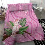 Australia Breast Cancer Awareness Bedding Set Pink Cockatoo Ribbon Aboriginal Dot Art