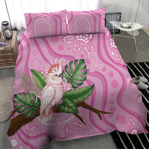Australia Breast Cancer Awareness Bedding Set Pink Cockatoo Ribbon Aboriginal Dot Art
