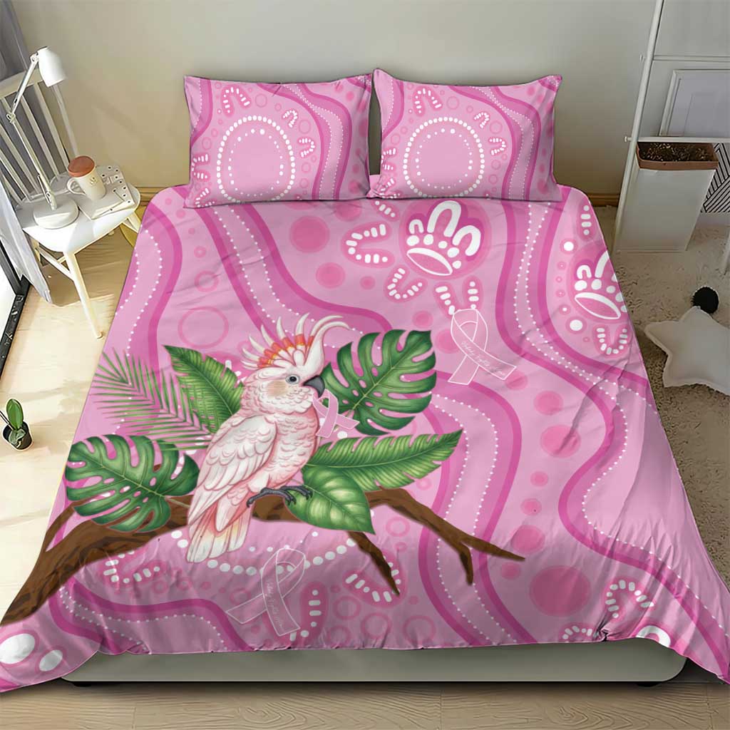 Australia Breast Cancer Awareness Bedding Set Pink Cockatoo Ribbon Aboriginal Dot Art