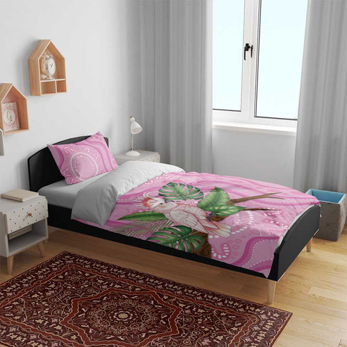 Australia Breast Cancer Awareness Bedding Set Pink Cockatoo Ribbon Aboriginal Dot Art