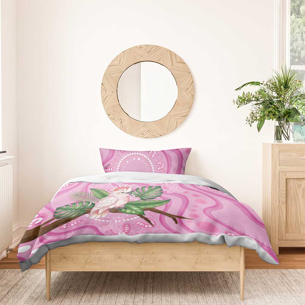 Australia Breast Cancer Awareness Bedding Set Pink Cockatoo Ribbon Aboriginal Dot Art