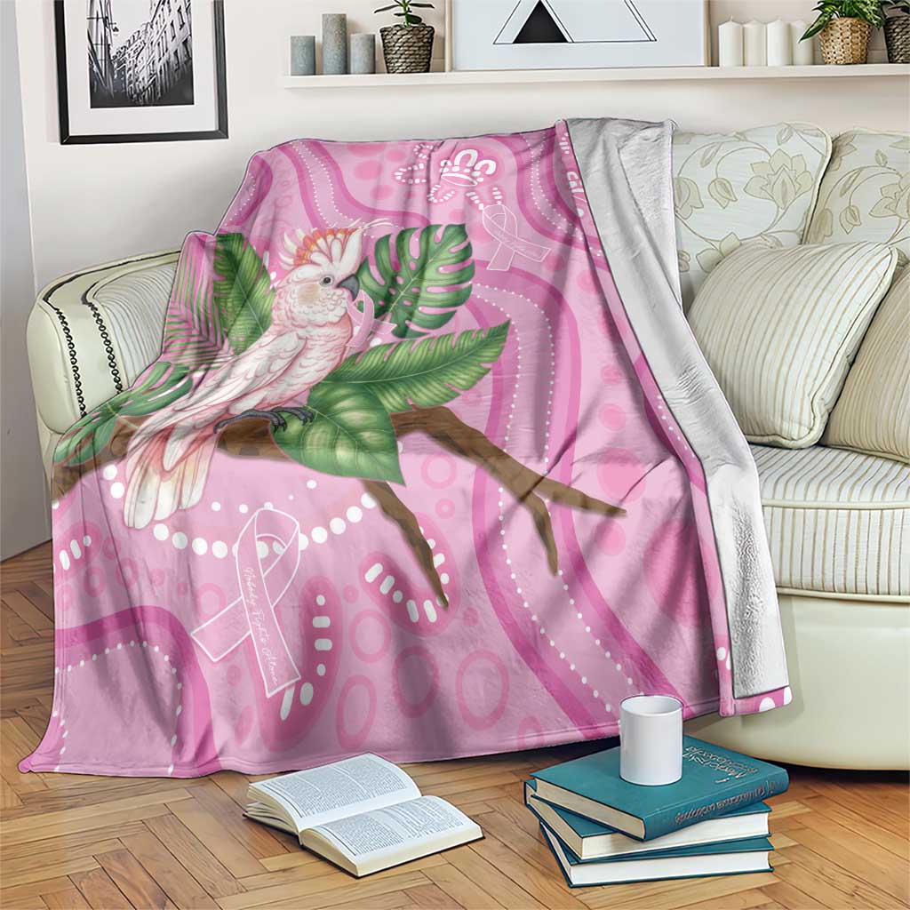 Australia Breast Cancer Awareness Blanket Pink Cockatoo Ribbon Aboriginal Dot Art