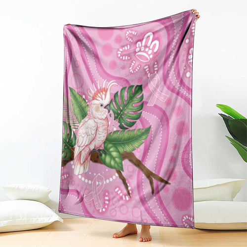 Australia Breast Cancer Awareness Blanket Pink Cockatoo Ribbon Aboriginal Dot Art