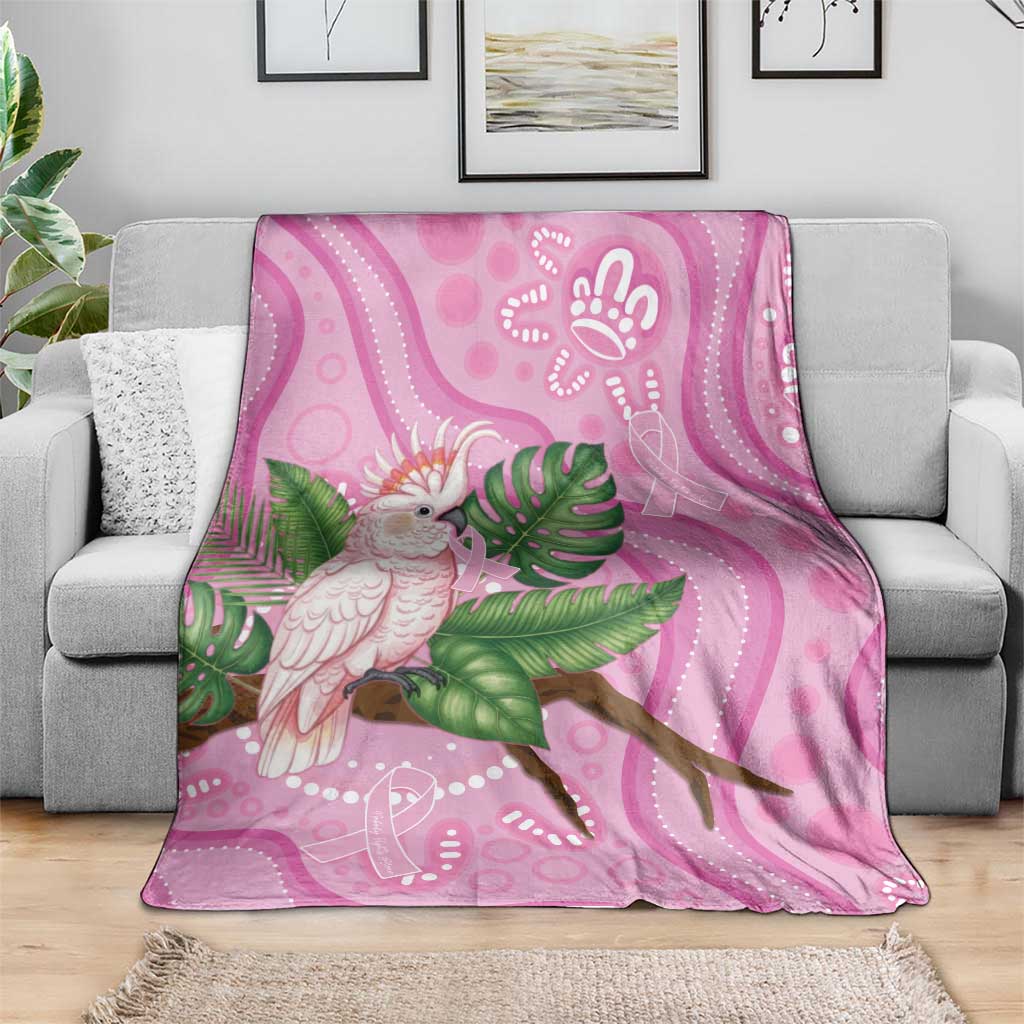 Australia Breast Cancer Awareness Blanket Pink Cockatoo Ribbon Aboriginal Dot Art