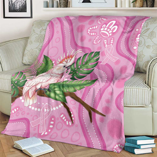 Australia Breast Cancer Awareness Blanket Pink Cockatoo Ribbon Aboriginal Dot Art