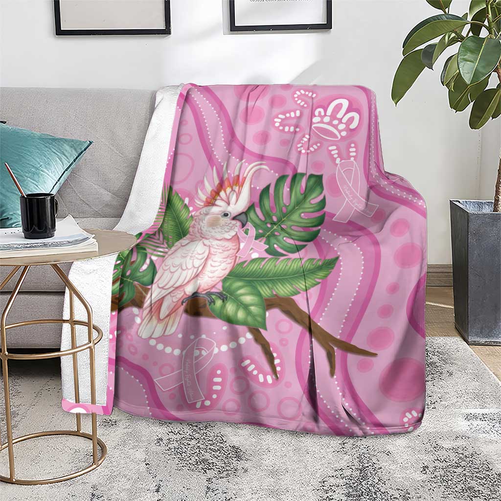 Australia Breast Cancer Awareness Blanket Pink Cockatoo Ribbon Aboriginal Dot Art