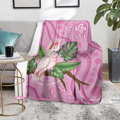 Australia Breast Cancer Awareness Blanket Pink Cockatoo Ribbon Aboriginal Dot Art