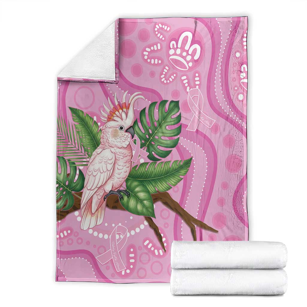 Australia Breast Cancer Awareness Blanket Pink Cockatoo Ribbon Aboriginal Dot Art