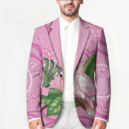 Australia Breast Cancer Awareness Blazer Pink Cockatoo Ribbon Aboriginal Dot Art