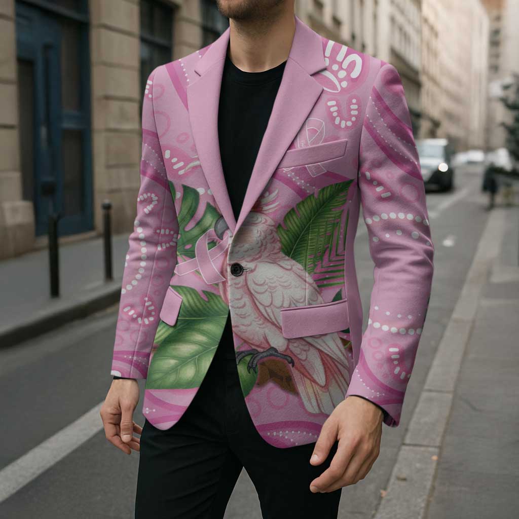 Australia Breast Cancer Awareness Blazer Pink Cockatoo Ribbon Aboriginal Dot Art