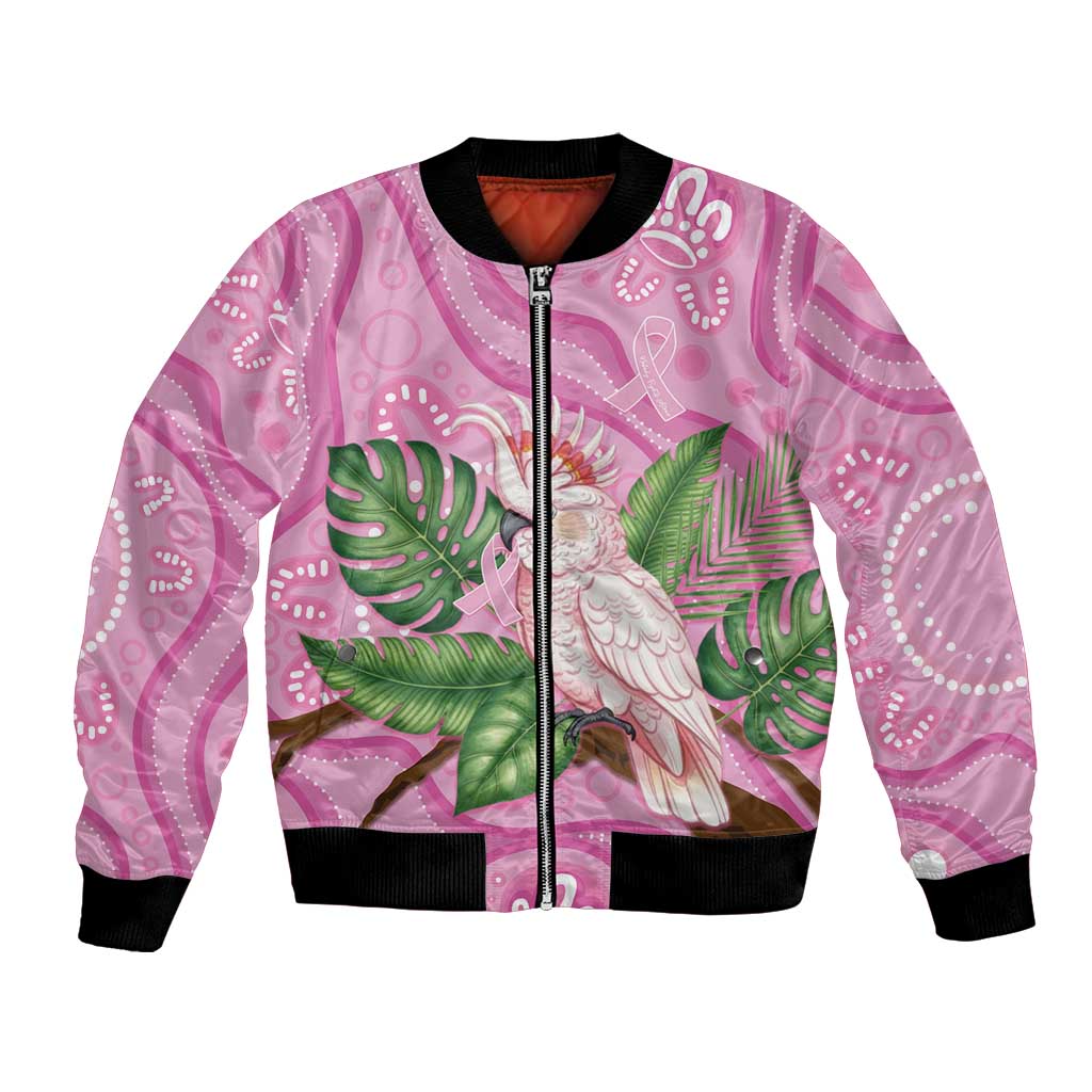 Australia Breast Cancer Awareness Bomber Jacket Pink Cockatoo Ribbon Aboriginal Dot Art