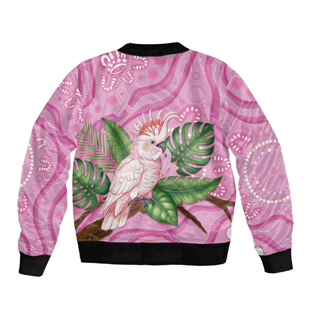 Australia Breast Cancer Awareness Bomber Jacket Pink Cockatoo Ribbon Aboriginal Dot Art